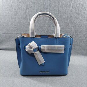 MICHAEL KORS Emilia Small Leather Satchel Crossbody NWT South Pacific Blue Bow A